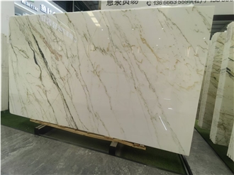 Oriental Calacatta Borgini / Clear Flow Belt Marble Slabs