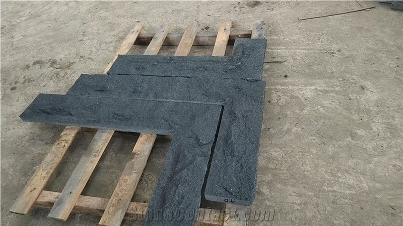 G684 Split Face Black Basalt Tiles For Wall Cladding