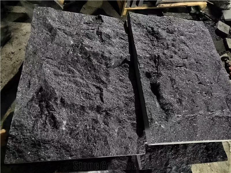 G684 Split Face Black Basalt Tiles For Wall Cladding