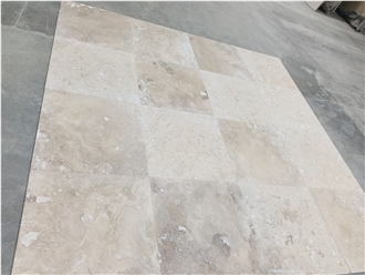 Light Medium Travertine Filled And Honed Tiles
