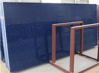 Crystal Blue Sparkle Quartz Galaxy Slab Tiles Quartz Wall
