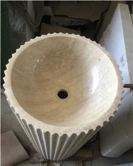 Travertine Wash Basin Pedestal Bathroom Handcrafted
