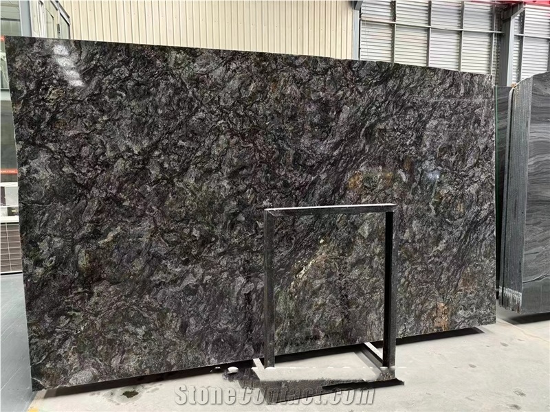 Brazil Black Gold Diamond Platinum Granite Slabs For Floor