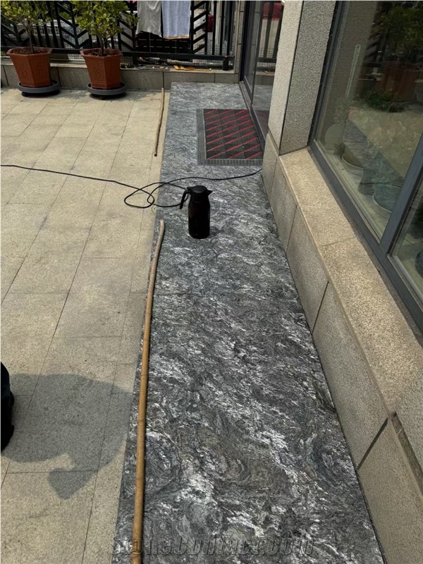 Brazil Black Gold Diamond Platinum Granite Slabs For Floor