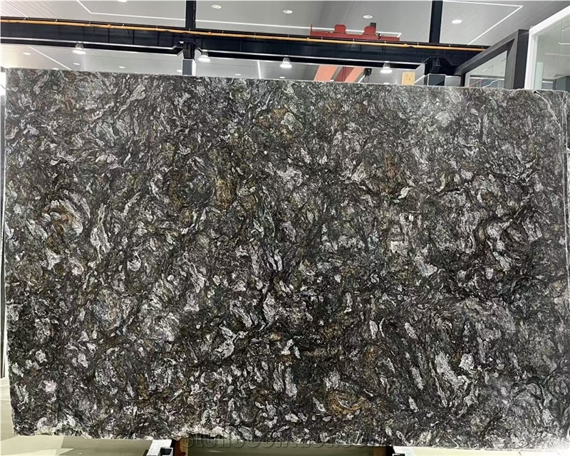 Brazil Black Gold Diamond Platinum Granite Slabs For Floor