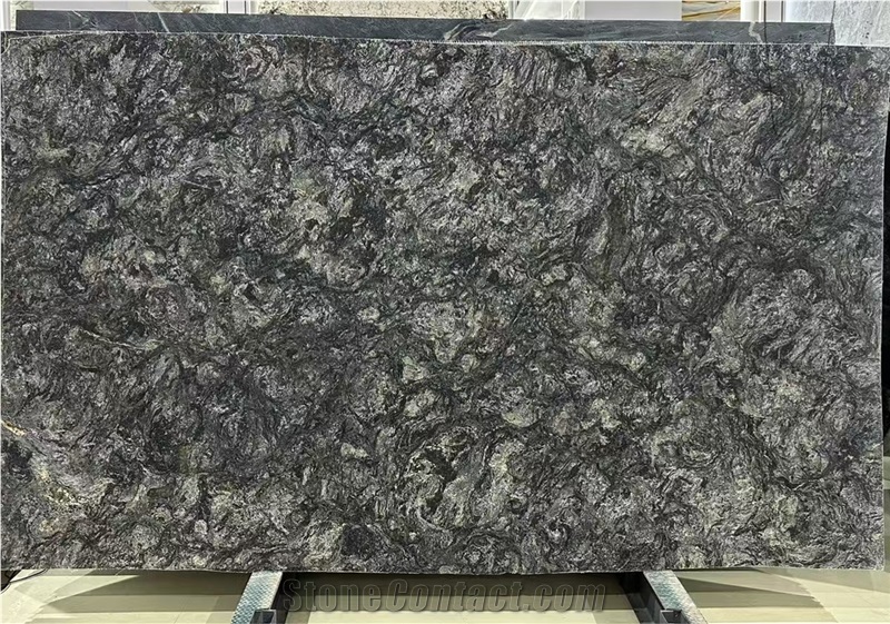 Brazil Black Gold Diamond Platinum Granite Slabs For Floor