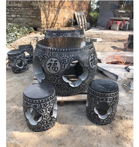 Bluestone Table And Chairs Sculpture  Garden Furniture