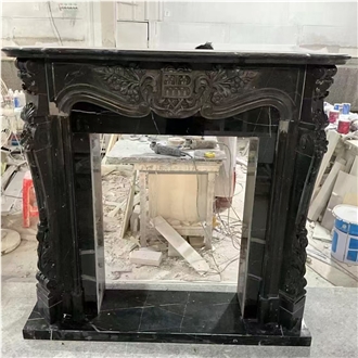 Cheaper Black Marquina Marble Antique Fireplace Indoor