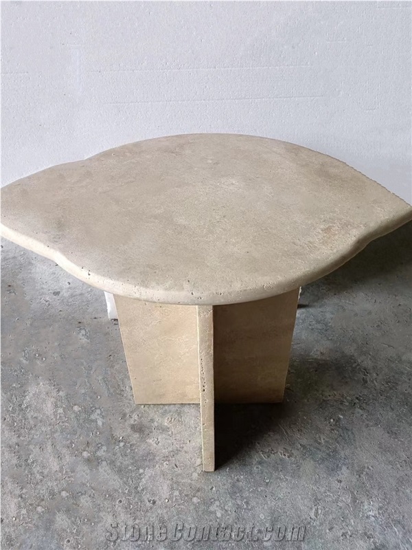 Square N Round Romano Travertine Stone Coffee Table Top