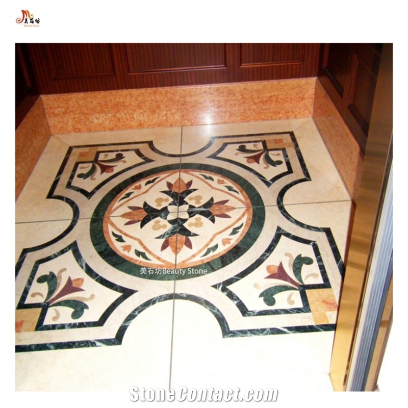 Aran White Marble Waterjet Floor Medallions For Hotel