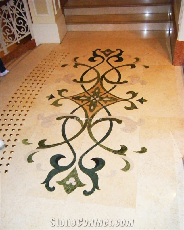 Aran White Marble Waterjet Floor Medallions For Hotel
