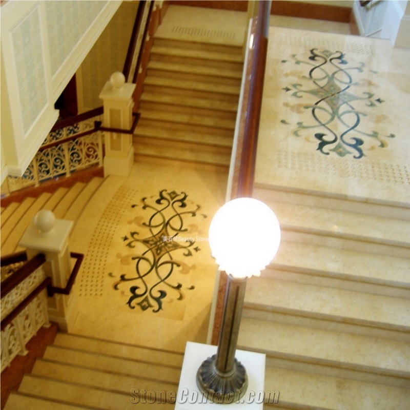 Aran White Marble Waterjet Floor Medallions For Hotel