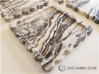 Zebra Jade Scalloped Edges Trays Jewelry Dishes