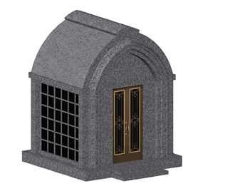 Cheap Stin Gray Granite 3 Crypt Walk-In Mausoleum