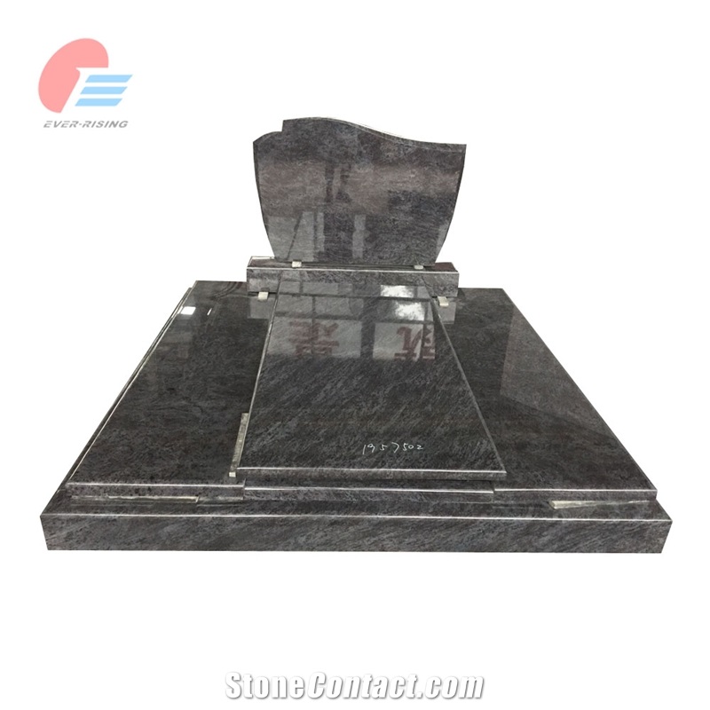 European Style Polished Bahama Blue Granite Double Monument