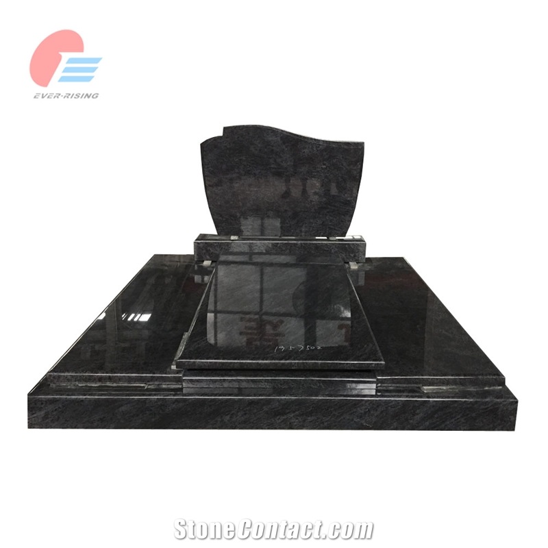 European Style Polished Bahama Blue Granite Double Monument