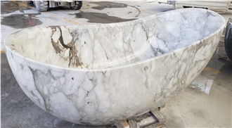 Polished White Marble Bath Tubs