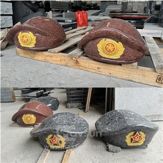 Granite Army Cap Sculpture Granite Memorial Accessories