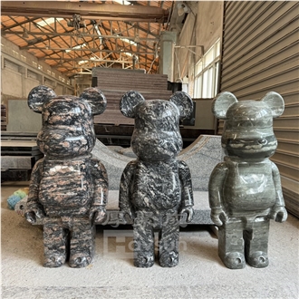 Marble Cartoon Image Gloomy Bear Bearbrick Garden Statue
