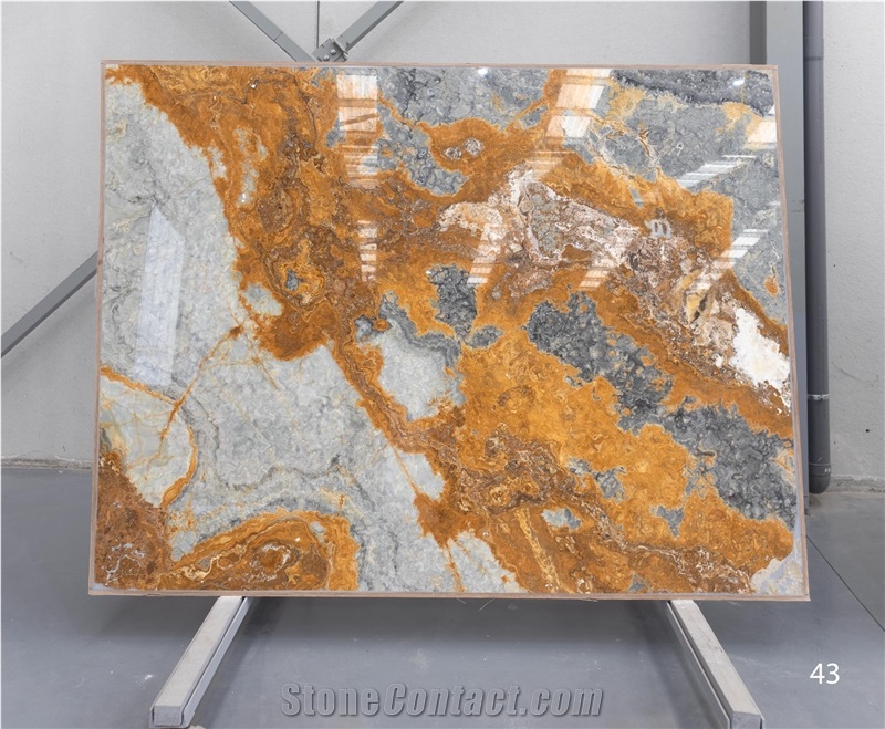Onyx Ocean Blue Slabs, 2 Cm, Bookmatched