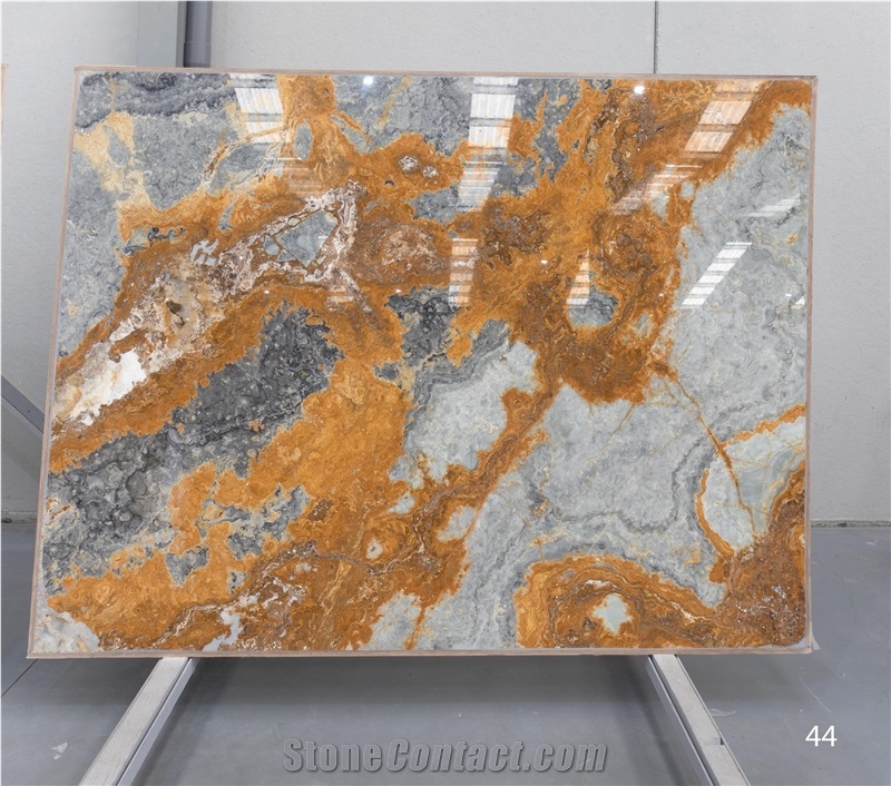 Onyx Ocean Blue Slabs, 2 Cm, Bookmatched