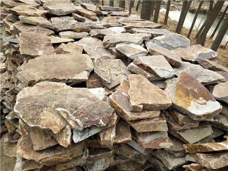 Rust Slate Landscaping Stone Wall, Flagstone Walling