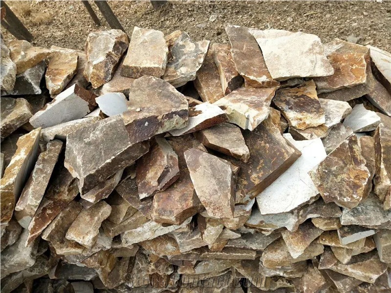 Rust Slate Landscaping Stone Wall, Flagstone Walling