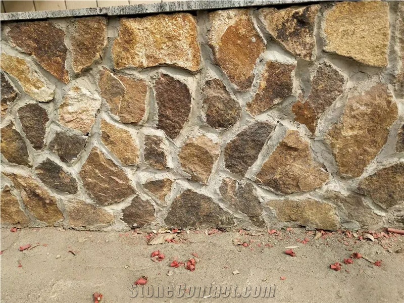 Rust Slate Landscaping Stone Wall, Flagstone Walling