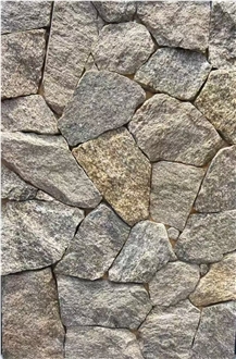 Yellow Granite Flagstone Wall, Split Face Wall Stone