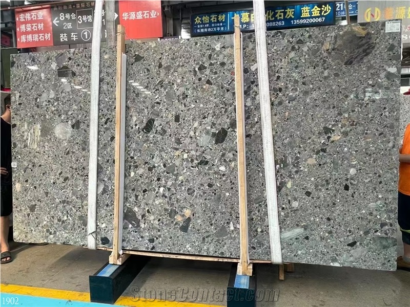 Gray Conglomerate Slabs Hotel Wall Decoration Tile