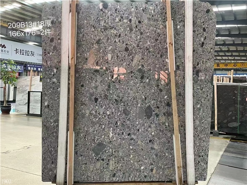 Gray Conglomerate Slabs Hotel Wall Decoration Tile