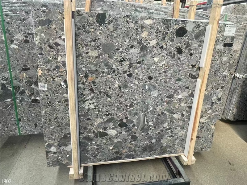 Gray Conglomerate Slabs Hotel Wall Decoration Tile
