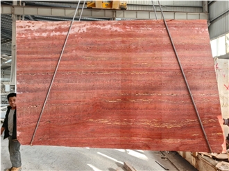 Honed Red Travertine Stone Slabs