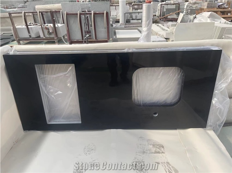 Artificial Black Quartz Solid Surface Kitchen Countertops