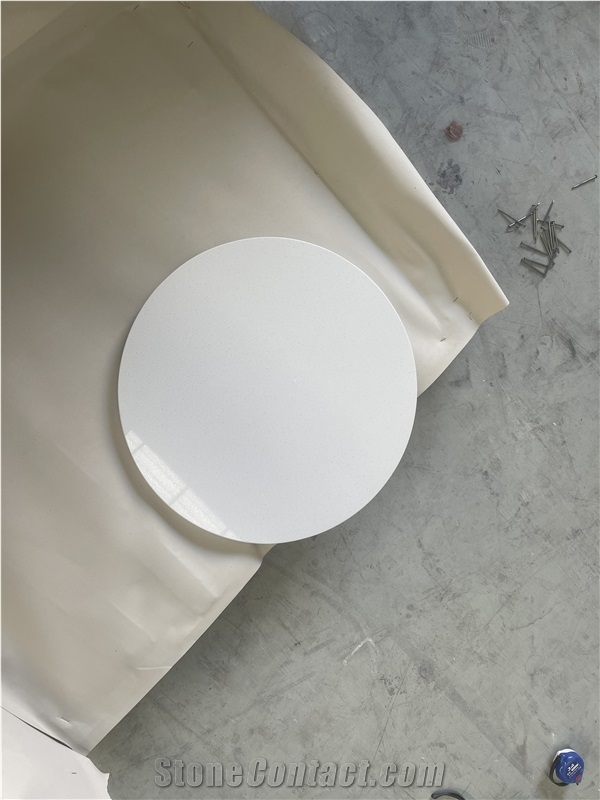 Pure White Quartz Solid Surface Table Tops