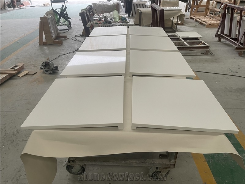 Pure White Quartz Solid Surface Table Tops