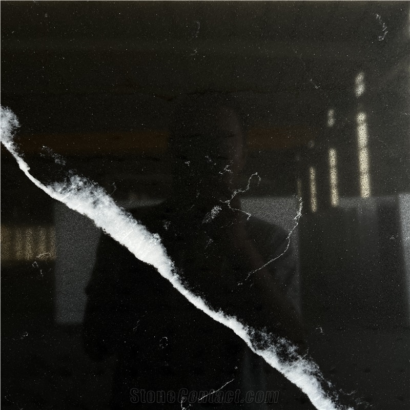 Quartz Surfaces Black Veins Calacatta Slabs Quartz Tiles