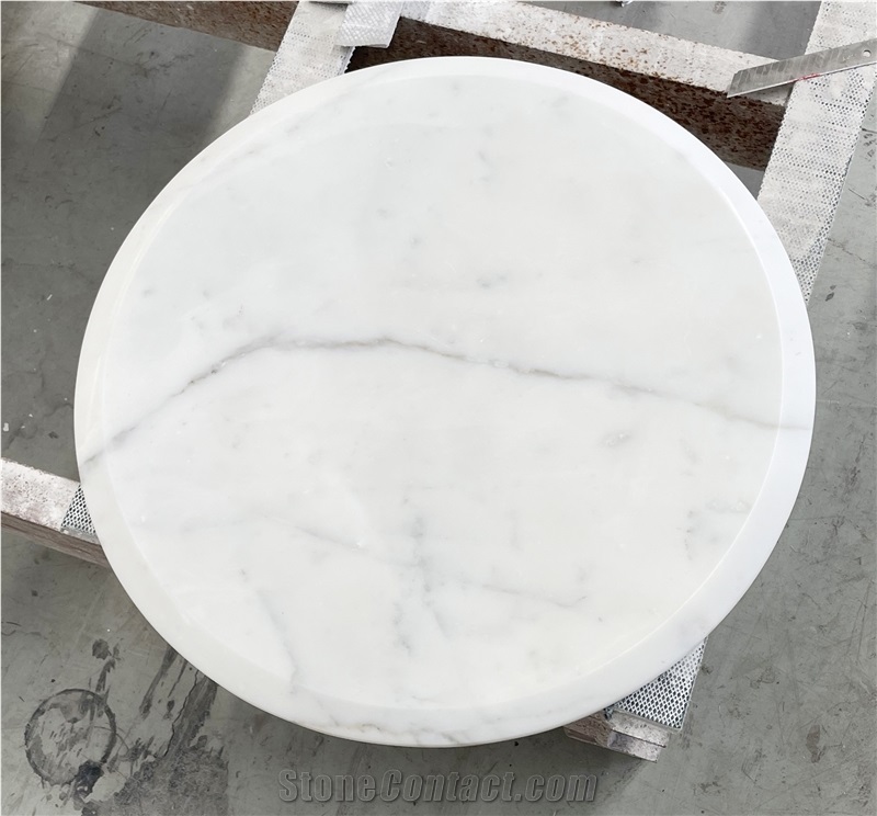 Calacatta Marble Round Cafe Table Tops