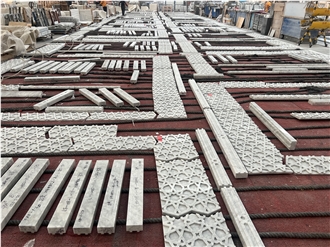 Carrara White Marble Wall Panels, Laser Engraving