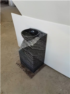 Kenya Black Marble Pedestal Round Wash Basin For Bathrooms