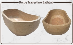 Beige Travertine Bathtub