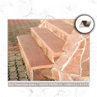 Red Travertine Stairs