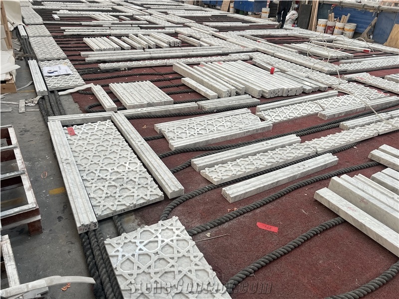 Carrara White Carrara Grey Marble Wall Relief