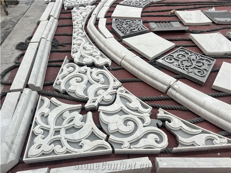 Carrara White Carrara Grey Marble Wall Relief