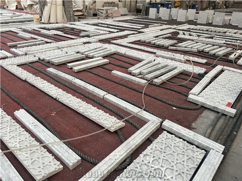 Carrara White Carrara Grey Marble Wall Relief