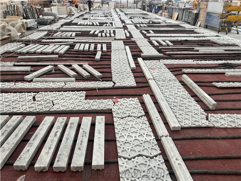 Carrara White Carrara Grey Marble Wall Relief