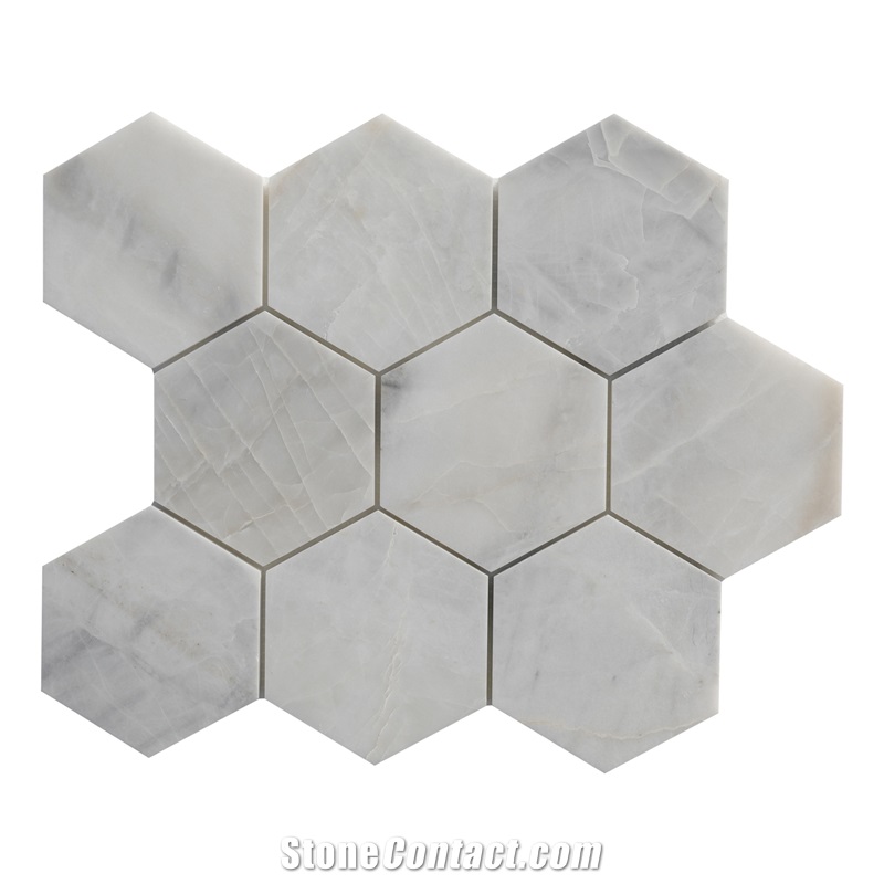 Grey Hexagon Marble Mosaic Tiles