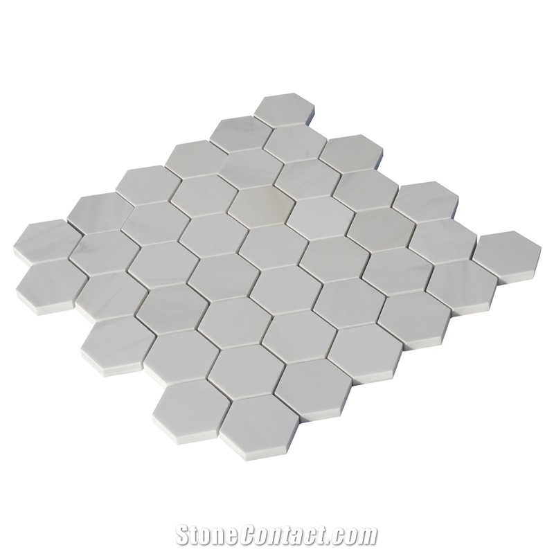 Ritz White Hexagon Mosaic Tiles