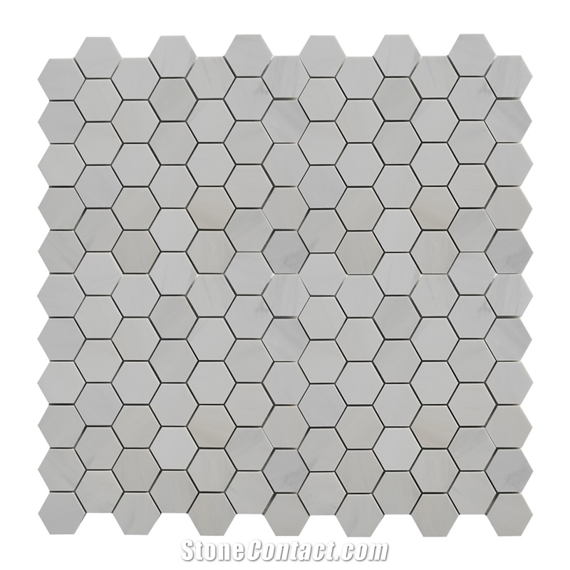 Ritz White Hexagon Mosaic Tiles
