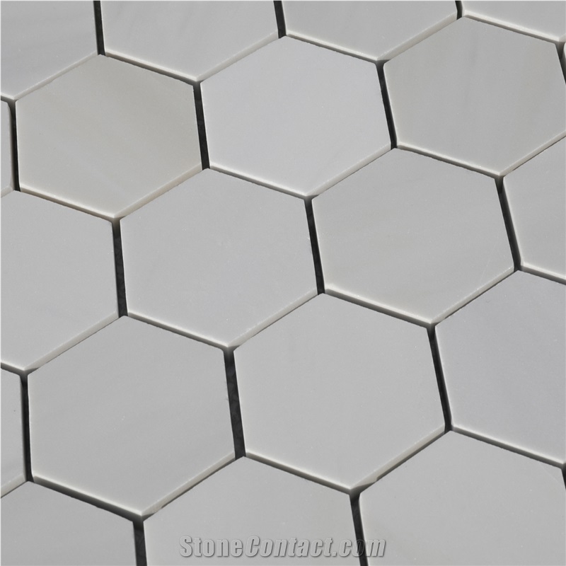 Ritz White Hexagon Mosaic Tiles